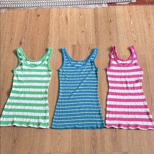 Lot of 3 Exhilaration striped tanks